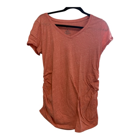Sonoma Tops - Sonoma Goods for Life Maternity Side-Ruched V-Neck T-Shirt in Coral